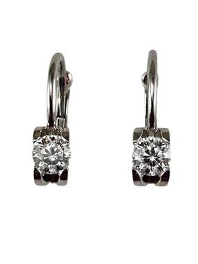 Roberto Coin 18K White Gold Cento C Setting Diamond Drop Earrings #25124
